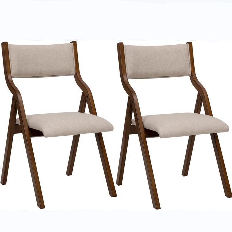 NC/PU Pintura acabado Piernas de madera Tejido Revestimiento tapizado Silla plegable para restaurantes