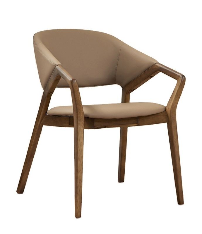 2023 Diseño moderno de madera maciza de cuero PU silla de brazos para comedor para cafeterías añadir encanto a su restaurante