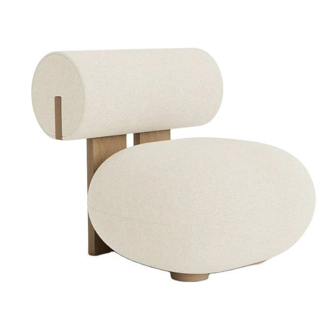 Silla de sala de estar con pierna de madera creativa estilo moderno de ocio de madera silla de sofá simple de lana de cordero W70*D81*H71CM