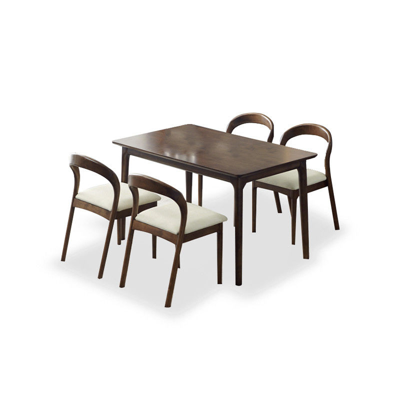 Moderna mesa de comedor y silla de madera nórdica con marco de madera de caucho para oficina en el hogar