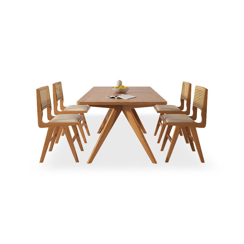 Tablas y sillas de madera sólida para restaurantes de madera rectangular Conjunto de mesa de comedor en diseño moderno