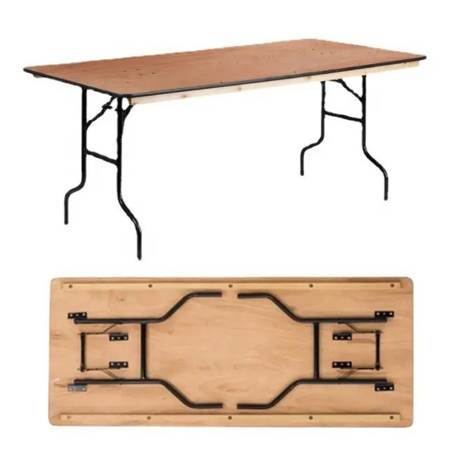 Estilo industrial Mesa de comedor de restaurante de madera de hierro Mesa de comedor plegable de madera personalizada para las necesidades del mercado de muebles para el hogar