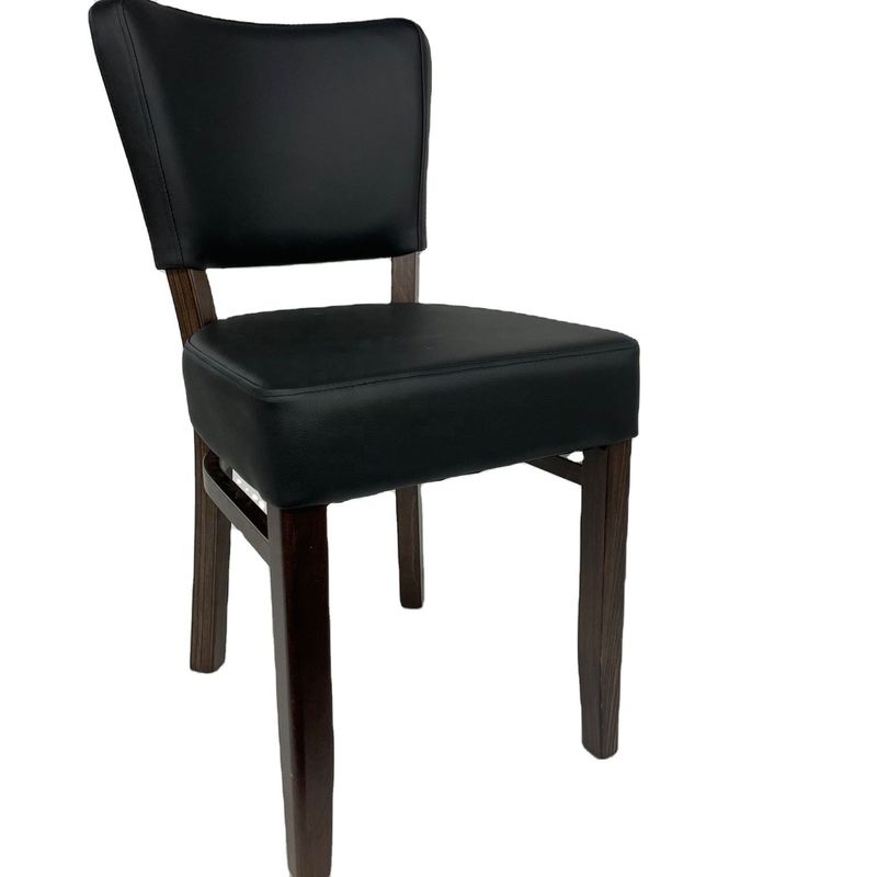 Tejido nórdico de cuero de PU Banquete Hotel Restaurante Evento Silla de comedor de madera con patas de madera y acabado de pintura NC / PU