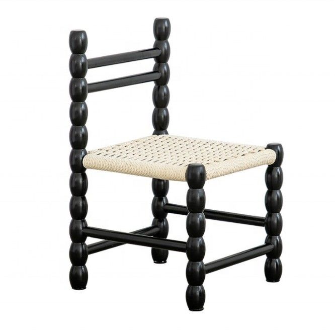 Asiento de cuerda tejida tradicional y silla de comedor de madera sólida para sus necesidades de negocio de restaurante