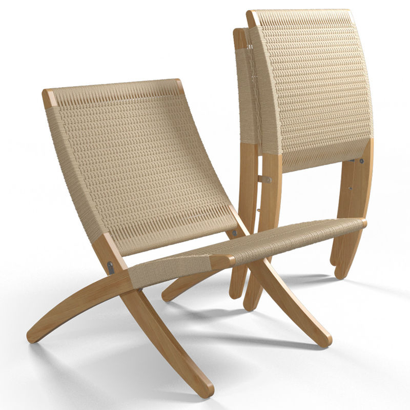 Silla de comedor salón nórdico silla de madera sólida diseño clásico cuerda tejida no plegable