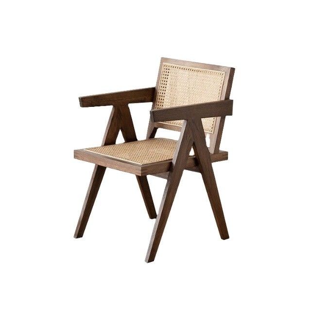 Madera de color negro / de madera de nuez Madera sólida con silla de ratán para muebles de comedor de estilo moderno