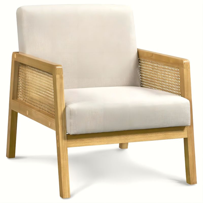 Salón moderno Silla de lujo Muebles Sofá de madera Silla con tela de lujo Terciopelo y ratán en color popular de la naturaleza