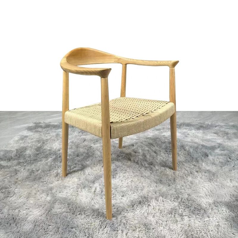 Silla de elevación de madera maciza Silla de brazo de comedor moderno con asiento de cuerda duradero y función de elevación
