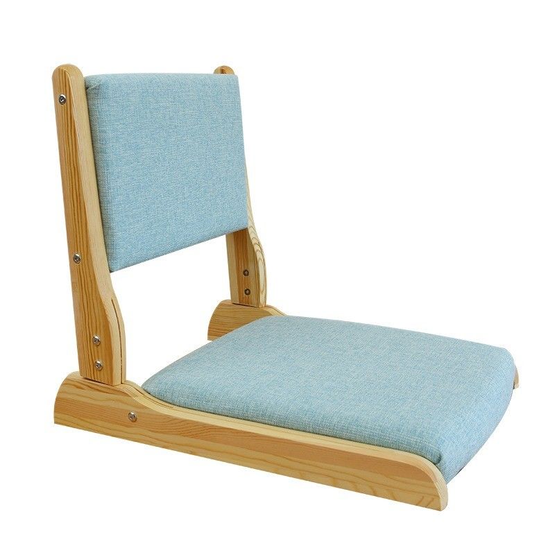 Silla de sala de estar de estilo moderno japonés Tatami madera sin piernas silla de té con respaldo de fondo silla de suelo de madera sólida