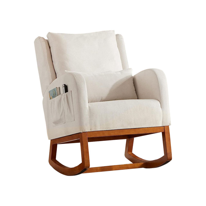 Tejido nórdico Minimalista Cafetería Silla de salón de madera Accent Sillones de ocio Sillón de brazos Muebles de oficina para el hogar Sofá único Silla