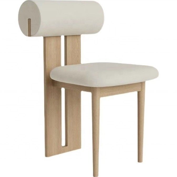 NC/PU acabado de pintura estilo de madera sólida tela de terciopelo blanco silla de comedor tapizada sillas de comedor de café nórdico