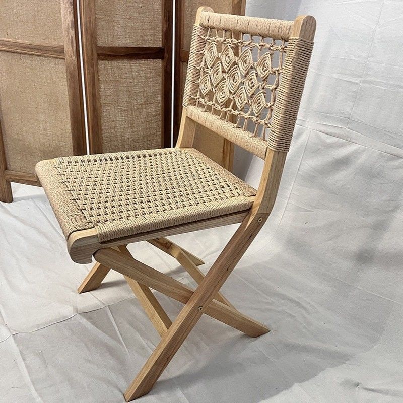 Silla de salón nórdica clásica de cuerda tejida con diseños personalizados de madera maciza