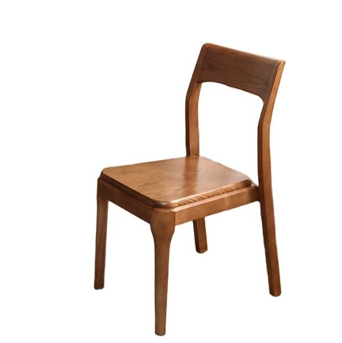 Silla de comedor de madera sólida de estilo clásico moderno marrón para asientos de restaurante en marrón