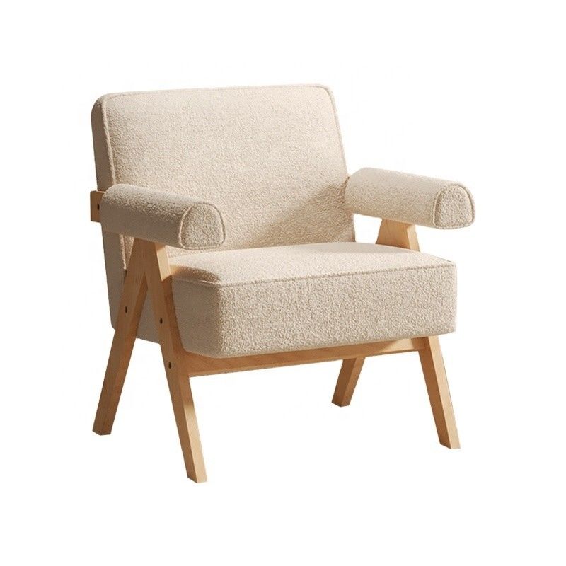 Muebles de salón contemporáneos Moderno marco de madera sólida Tejido de cuero Sofá de madera opcional W70*D70*H80CM