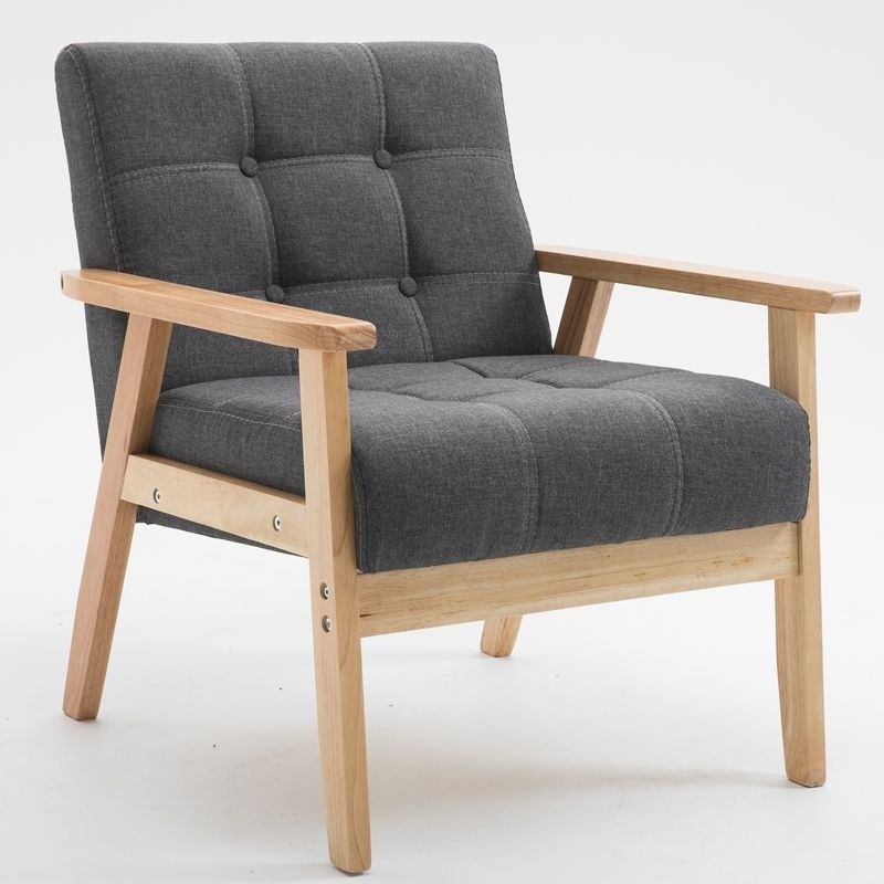 Silla de asiento suave para el salón del apartamento y el hotel de madera sólida de tejido de madera sofá silla de madera con diseño moderno
