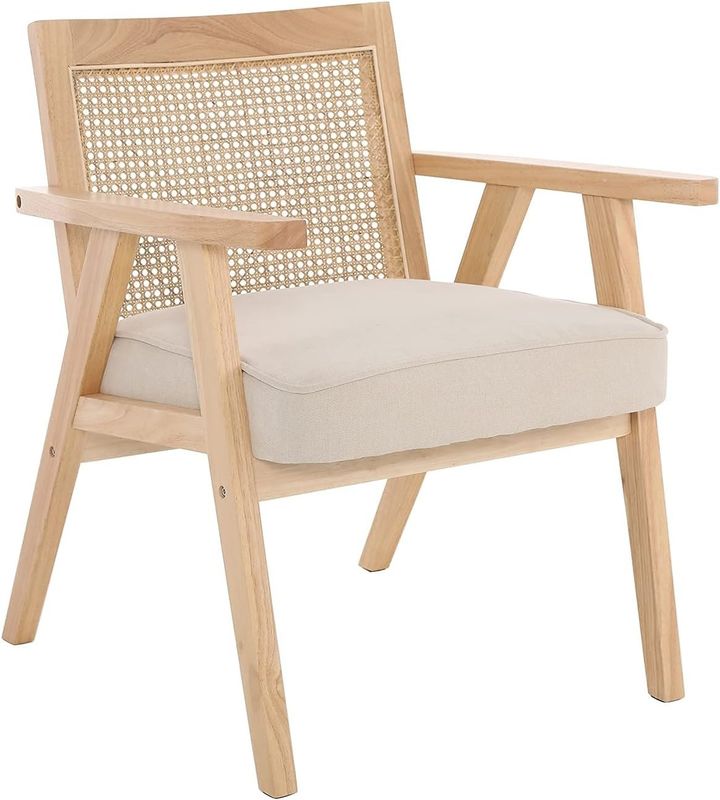 Sillones de madera para el salón y el hotel diseño moderno asiento blando silla de comedor de madera maciza de ratán