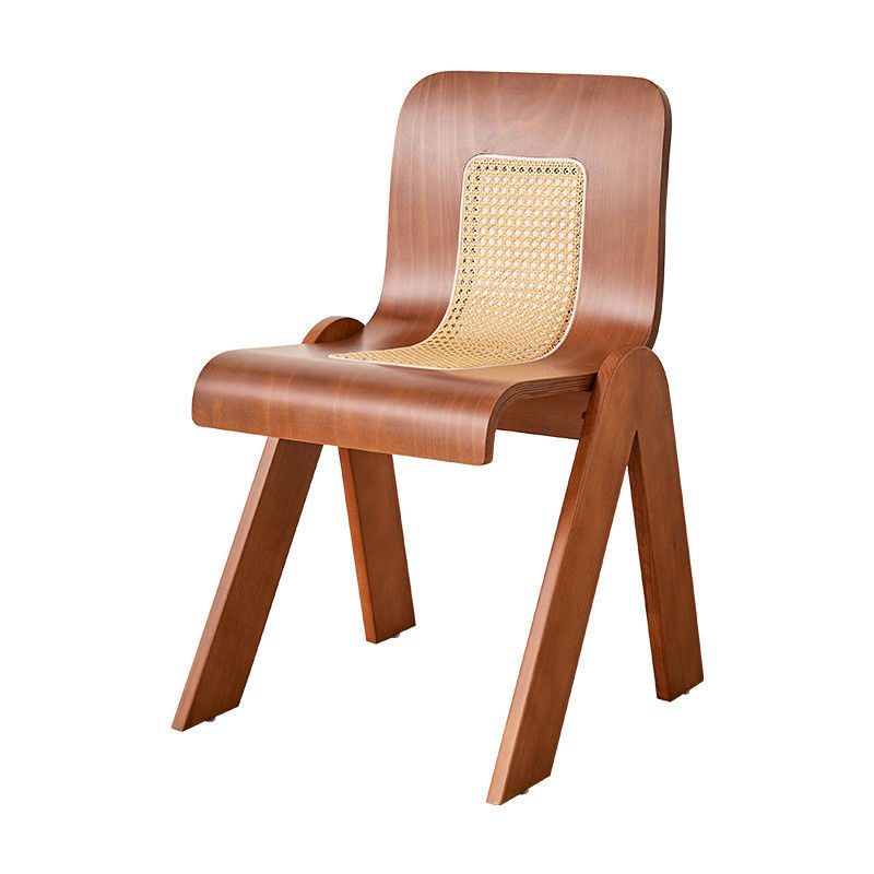Silla de comedor de madera nórdica con acabado de nitrolacquer y marco de madera de caucho