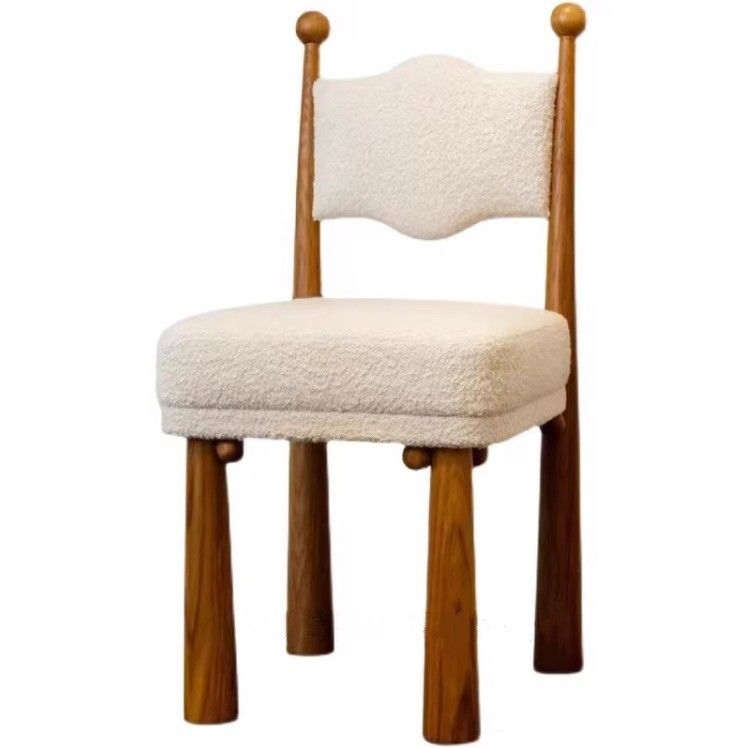 Diseño francés nórdico Moderno Madera maciza de un asiento de lana de cordero Sala de comedor sillas de madera