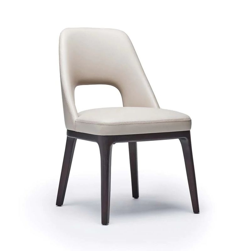 Diseño moderno personalizado de madera sólida de cuero PU silla de brazos de comedor para cafeterías y restaurantes 2023