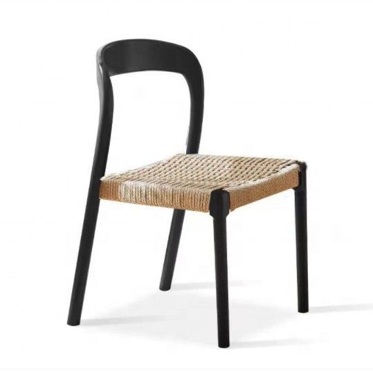 Silla de oficina con silla de comedor de estilo tradicional con asiento tejido de cuerda y madera sólida