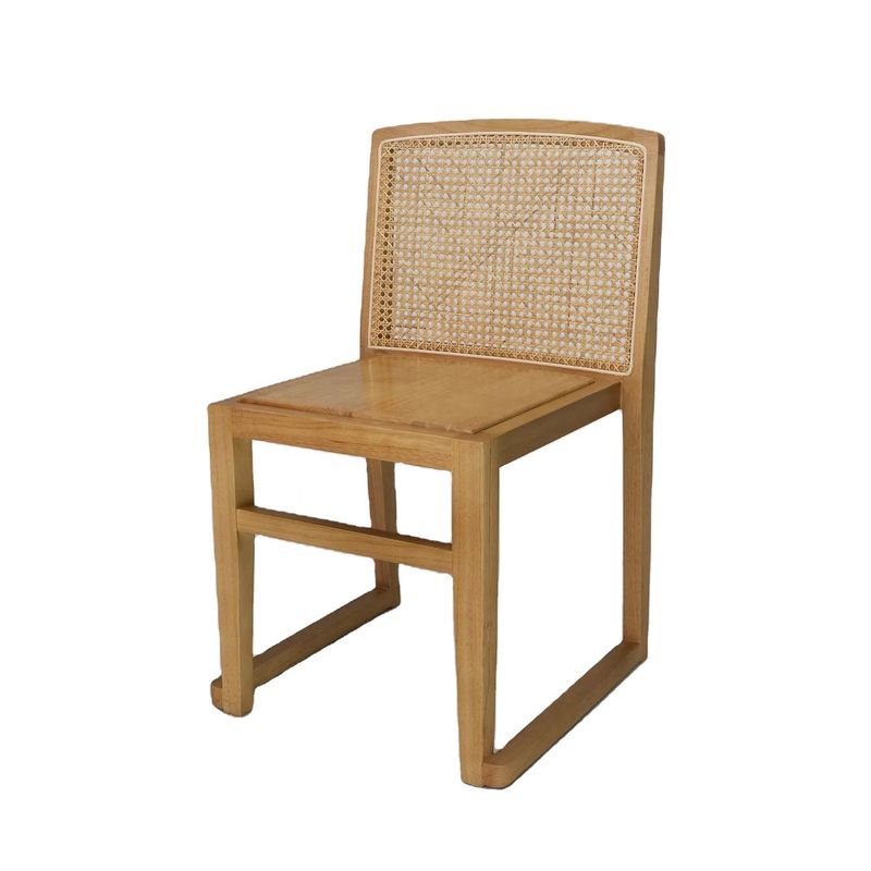 Silla de vícara apilada con espalda de ratán y asiento de madera sólida para boda Muebles de comedor de cafetería al aire libre