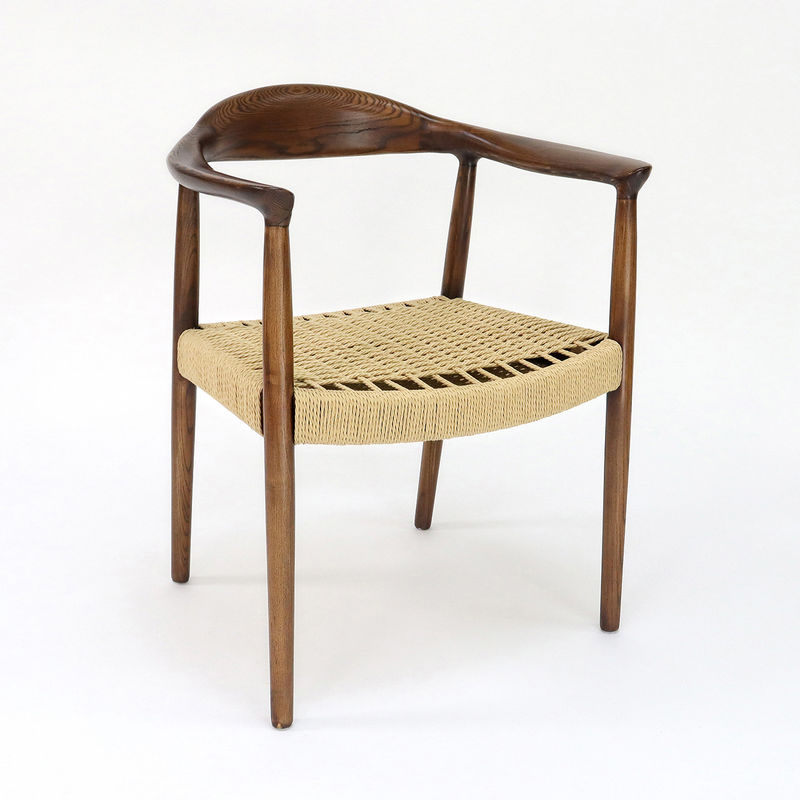 Silla de comedor de madera maciza para restaurante Ceniza de cordón tejida a mano/marco de madera de caucho Sencillez Muebles para el hogar
