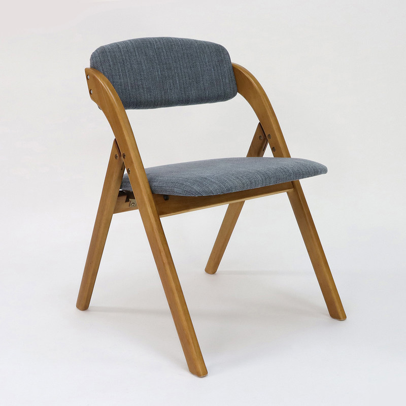 Silla de comedor de madera de estilo vintage personalizada con diseño plegable y tapa de tela