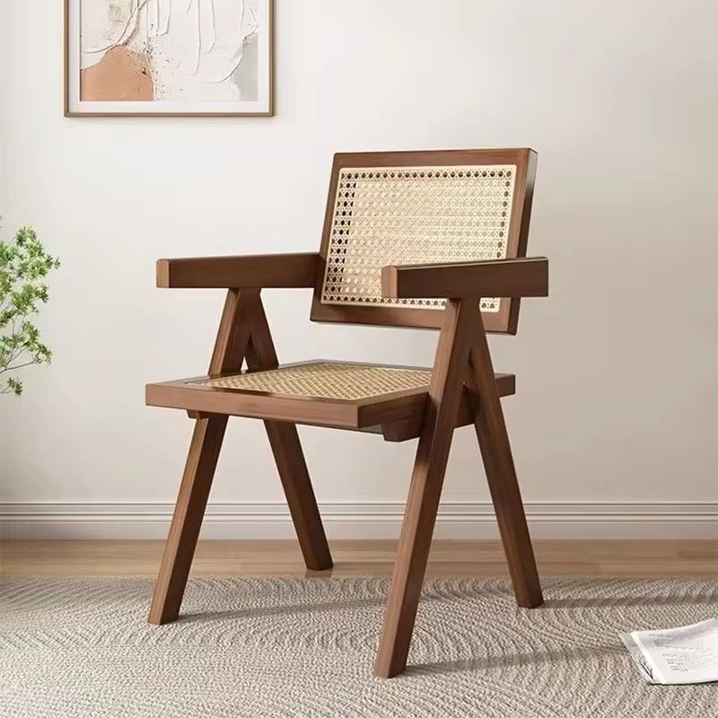 Madera maciza y tapizado de rotín silla de comedor nórdica para restaurante diseño de muebles para el hogar moderno
