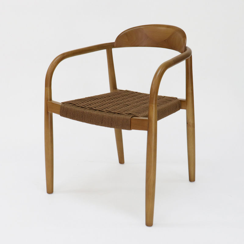 Silla de comedor específica de madera sólida de tejido natural moderno para restaurante